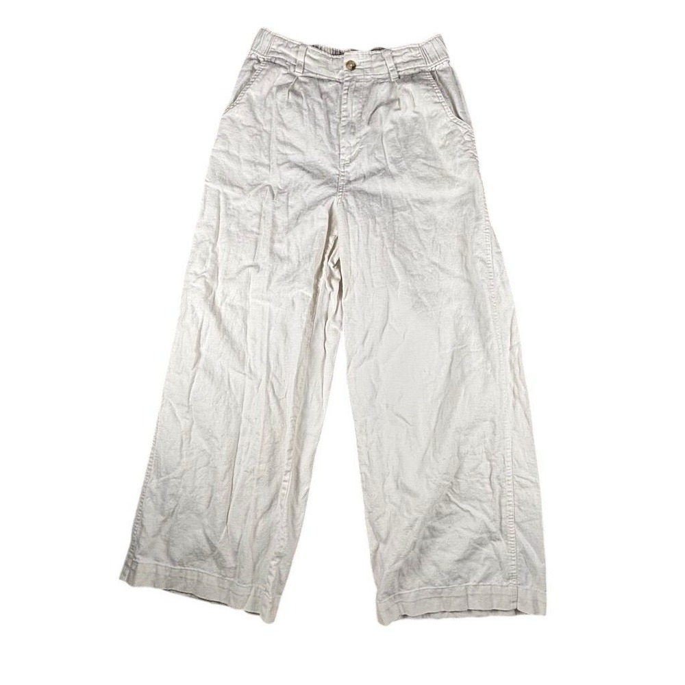 Madewell Women's Wide Leg Linen Pants Size‎ 6 White Casual Chic Comfortable